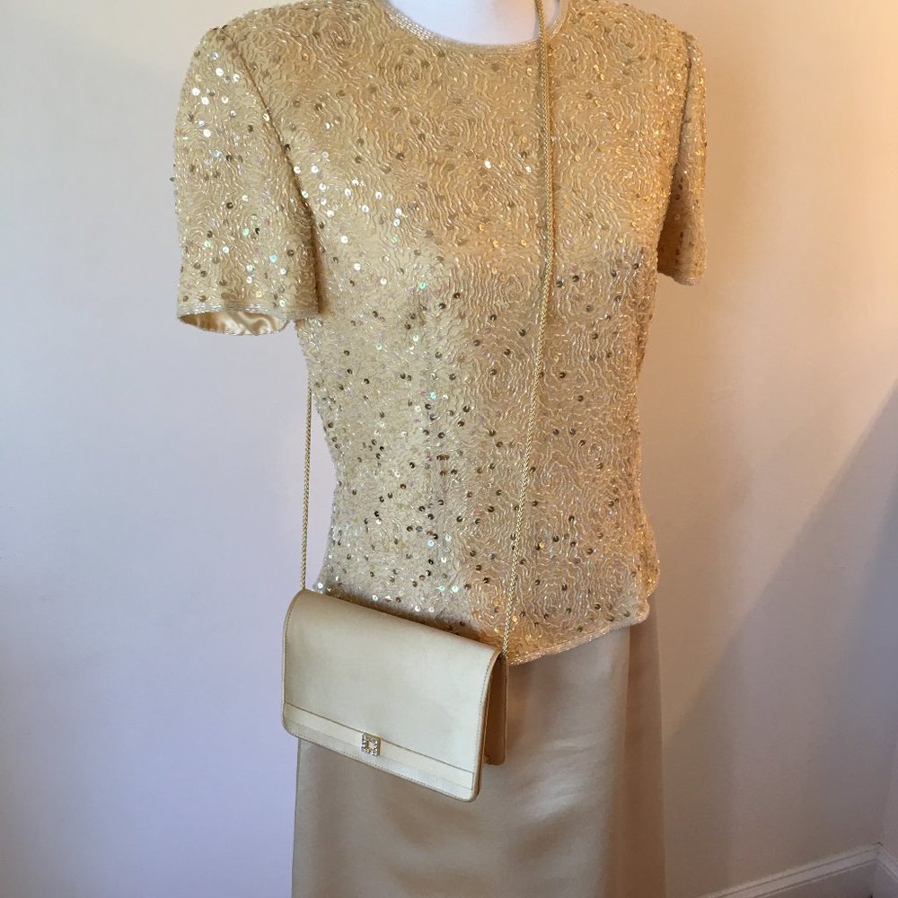 Gold Sequins & Satin top and skirt - Adrianna Papel Occasions - Size 10